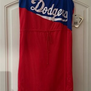 Dodgers Red and Blue Strapless Jersey Top